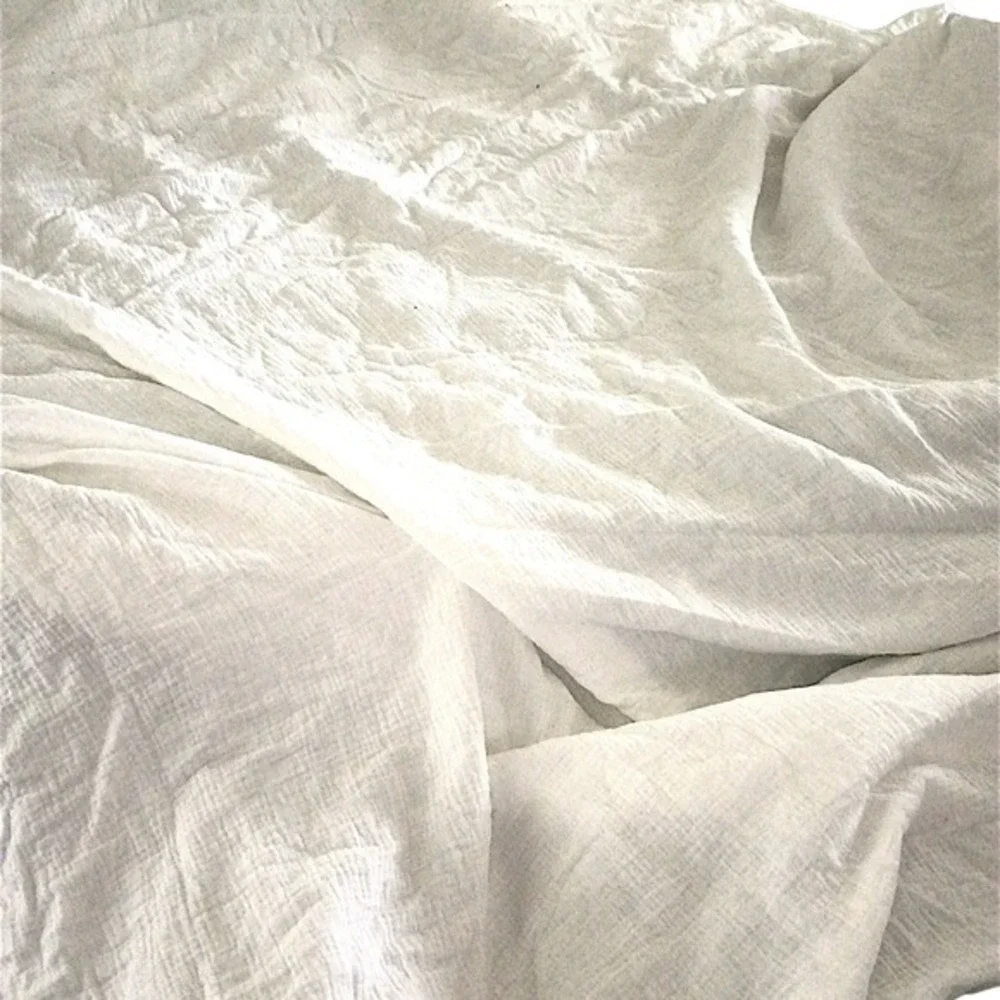 White Muslin Duvet Cover Queen 90x90 100% Cotton Textured‎ Gauze Zipper Closure